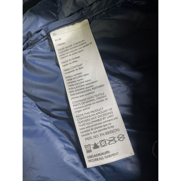 Eddie Bauer Jacket Women's Down Puffer Jacket Size M EB650 Blue Hooded Zip B2 - Picture 6 of 7